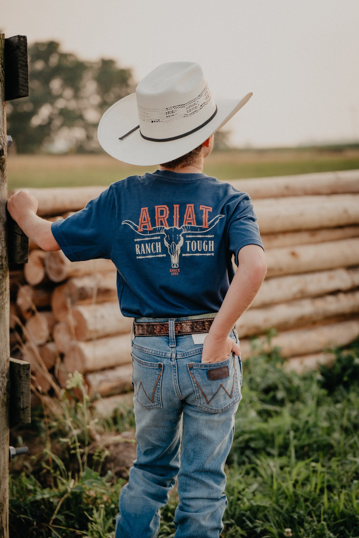 'Space Blue' Ariat Ranch Tough Boys T-Shirt (XS-XL)