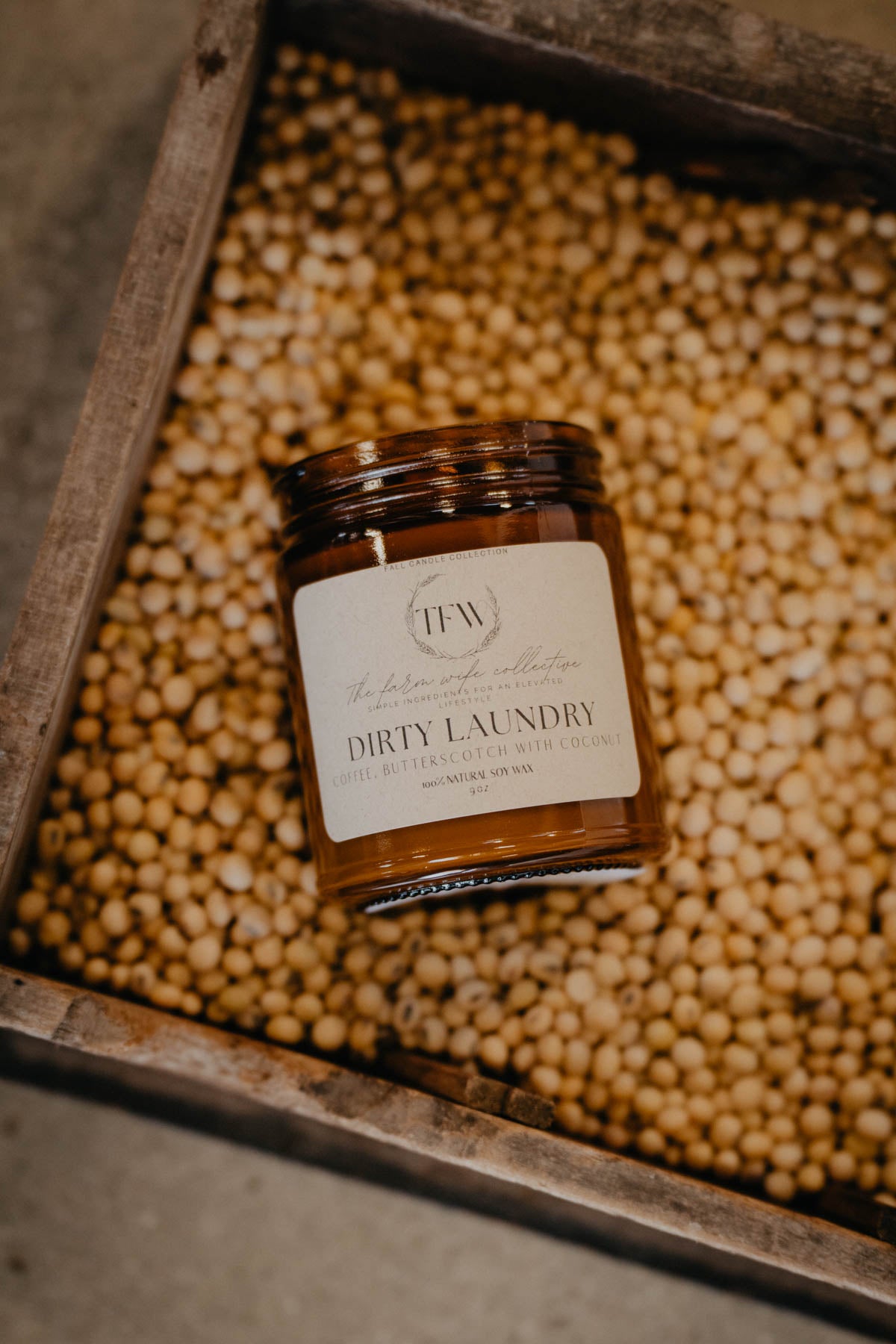 'Dirty Laundry' Coffee, Butterscotch & Coconut Scented Soy Candle (9 oz)