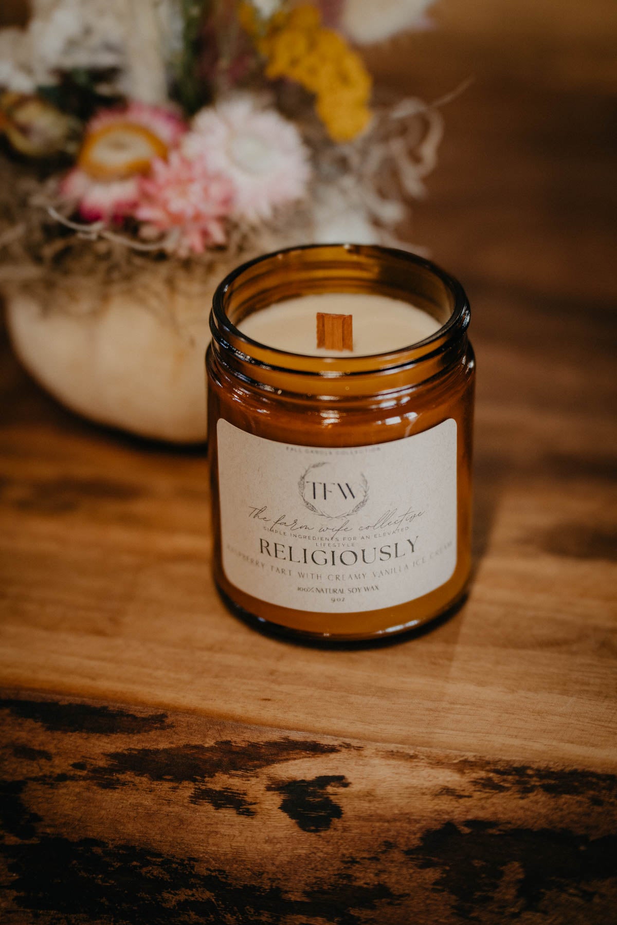 'Religiously' Raspberry Tart & Vanilla Ice Cream Cream' Scented Soy Candle (9 oz)