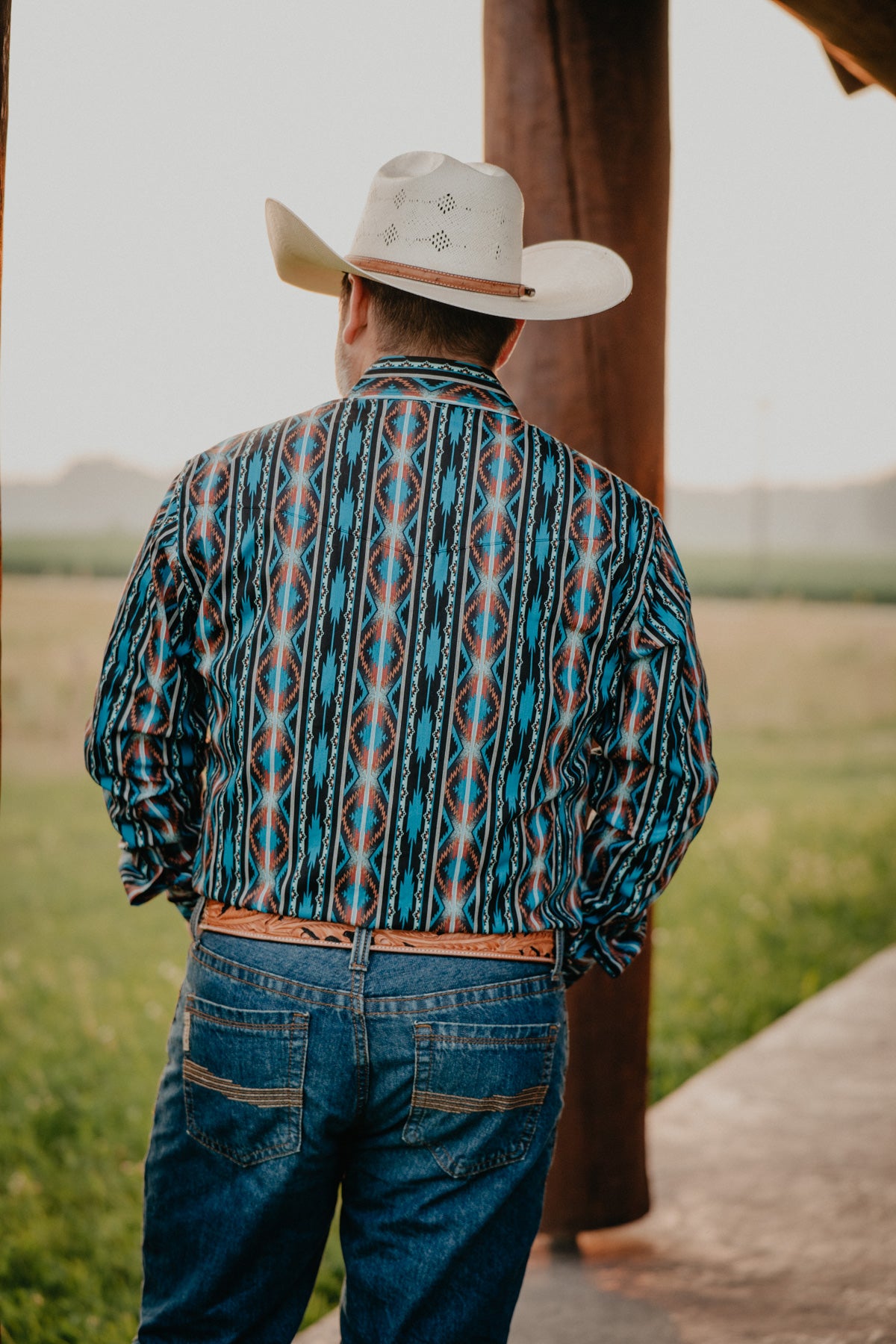 'Arlo SR' Retro Men's Wrangler Checotah Long Sleeve Pearl Snap Shirt (S-XXL)