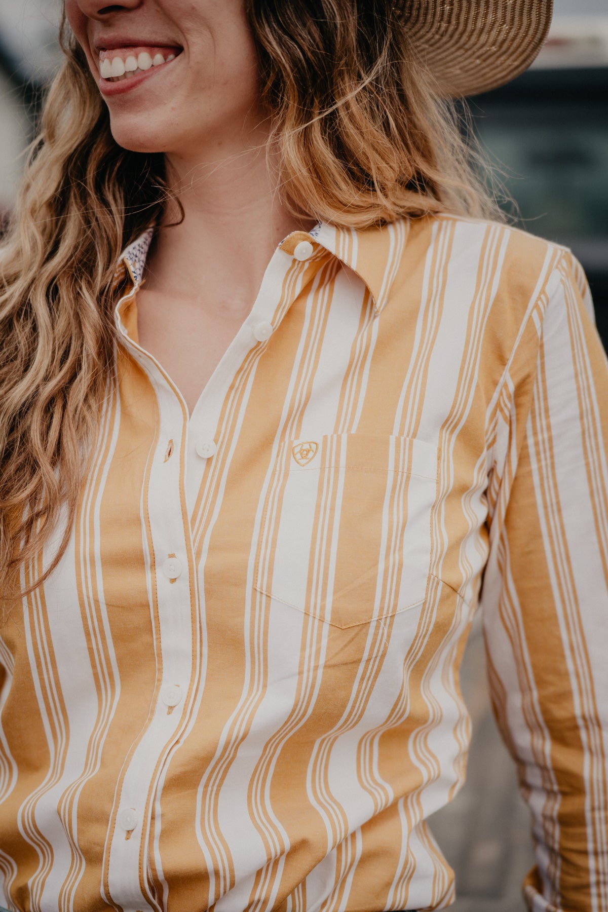'Ollie' Yellow Stripe Ariat Women's Button Up Shirt (XS-XXL)