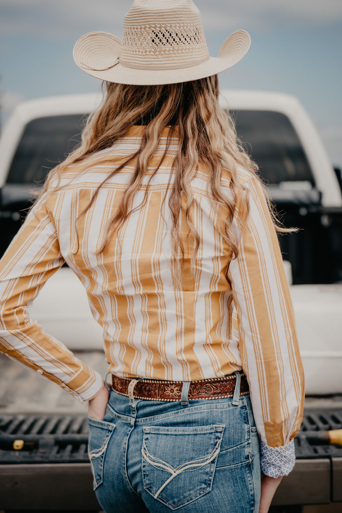 'Ollie' Yellow Stripe Ariat Women's Button Up Shirt (XS-XXL)