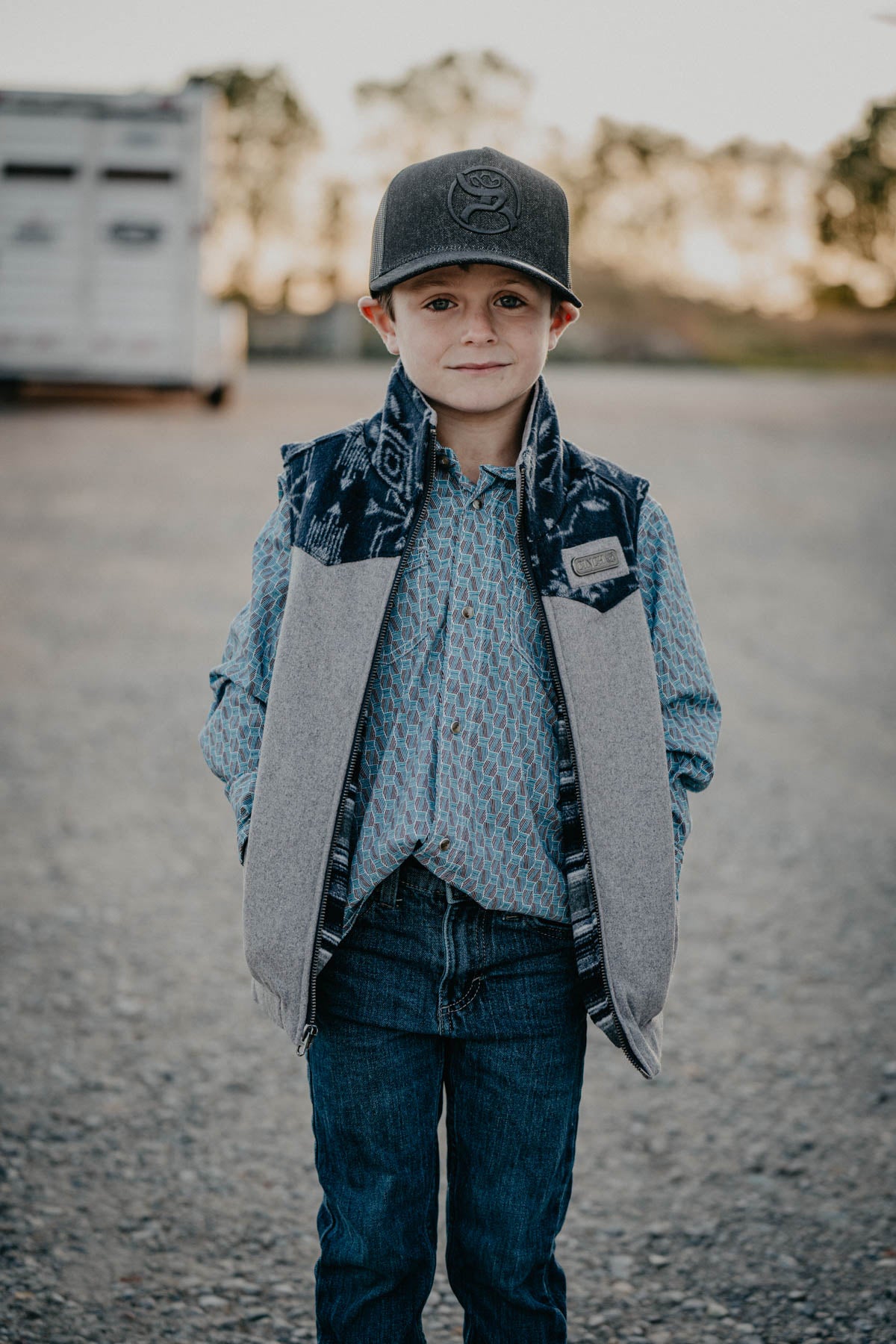 Boys Wrangler Geometric Honeycomb Button Up