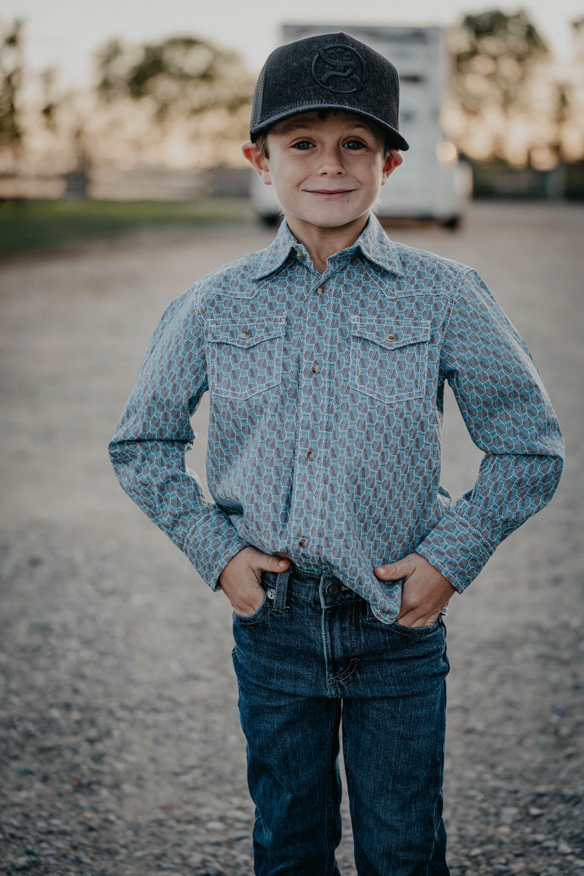 Boys Wrangler Geometric Honeycomb Button Up