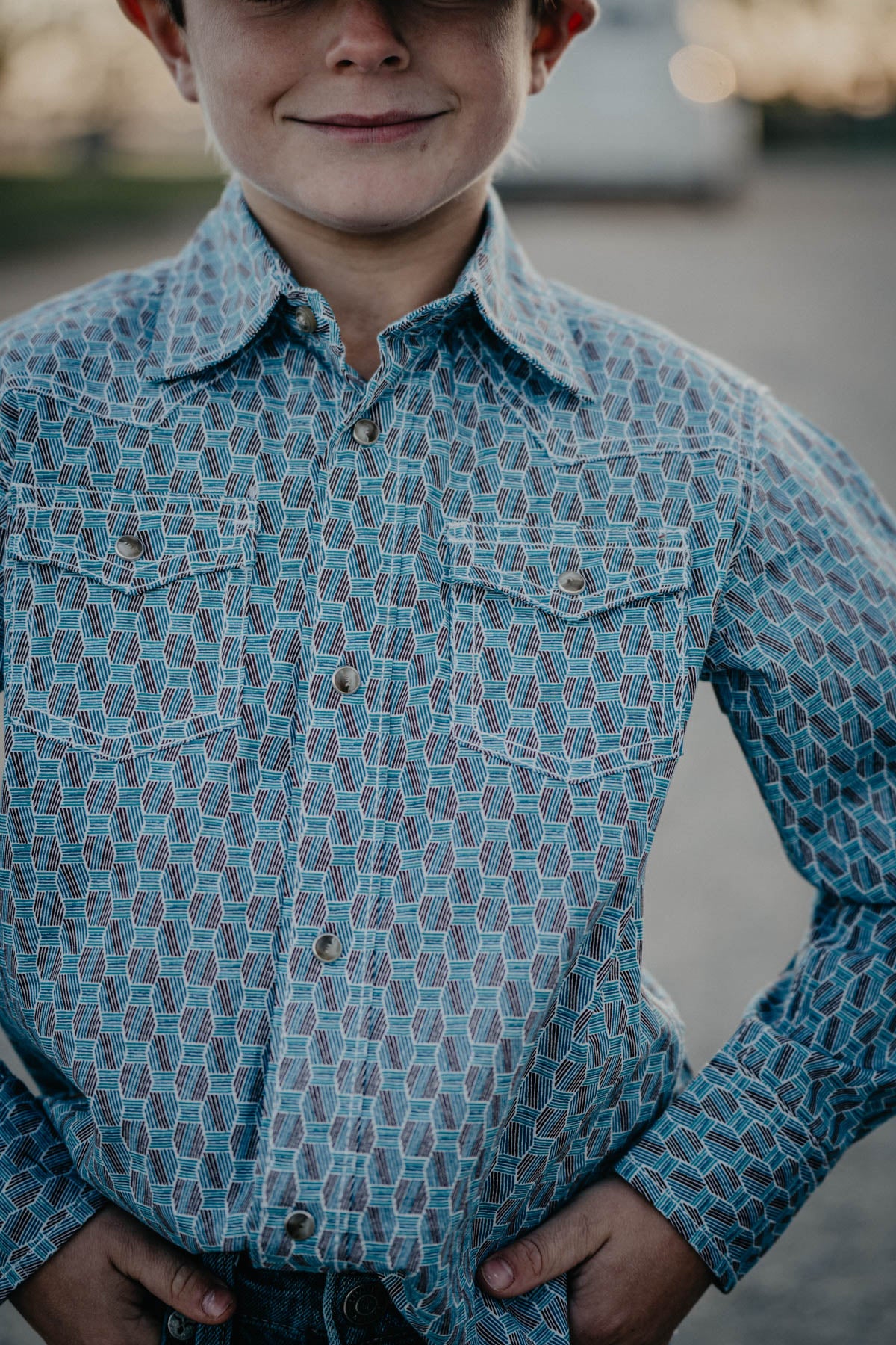 Boys Wrangler Geometric Honeycomb Button Up