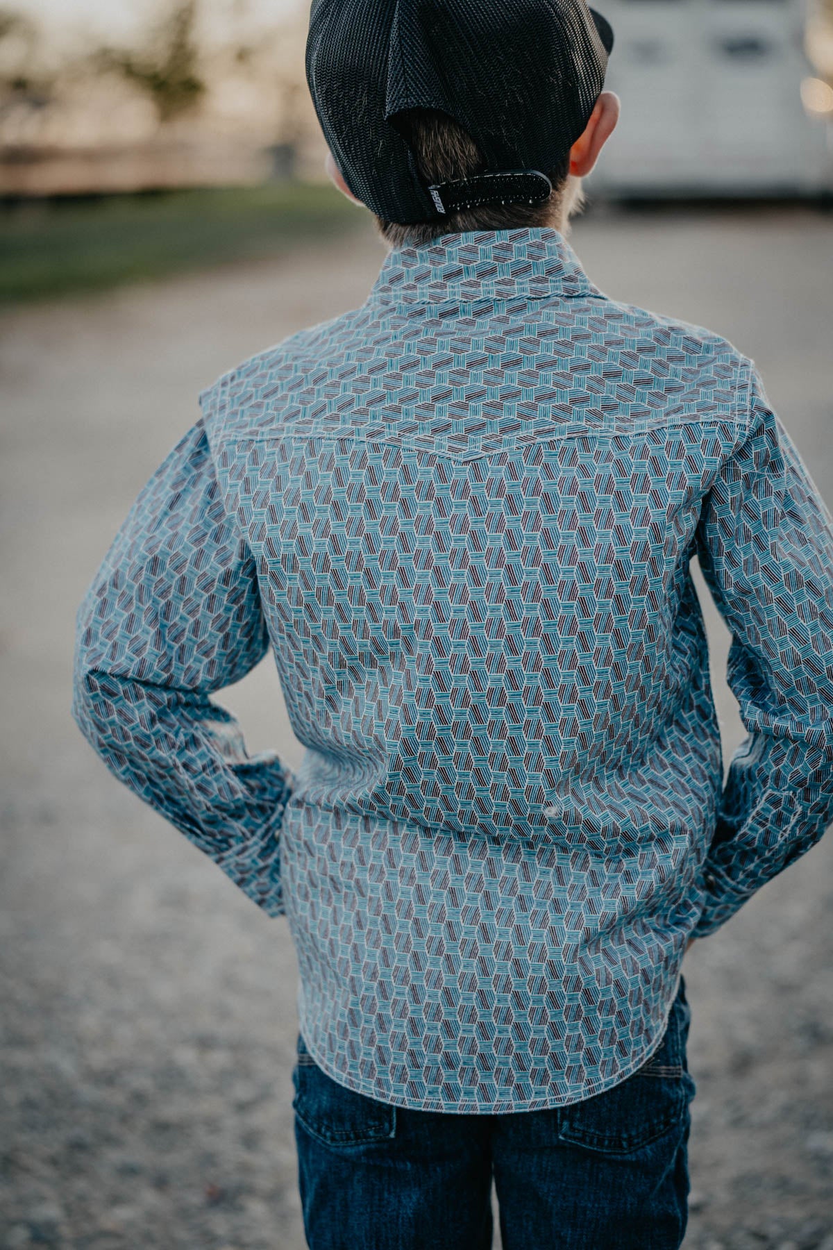 Boys Wrangler Geometric Honeycomb Button Up