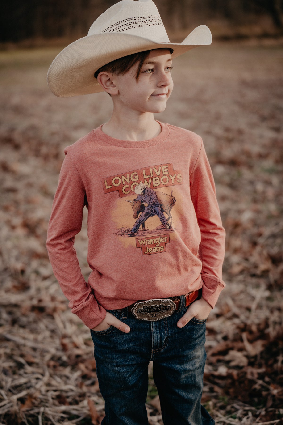 Boy s Bull Wrestling Wrangler Long Sleeve T shirt XXS XL