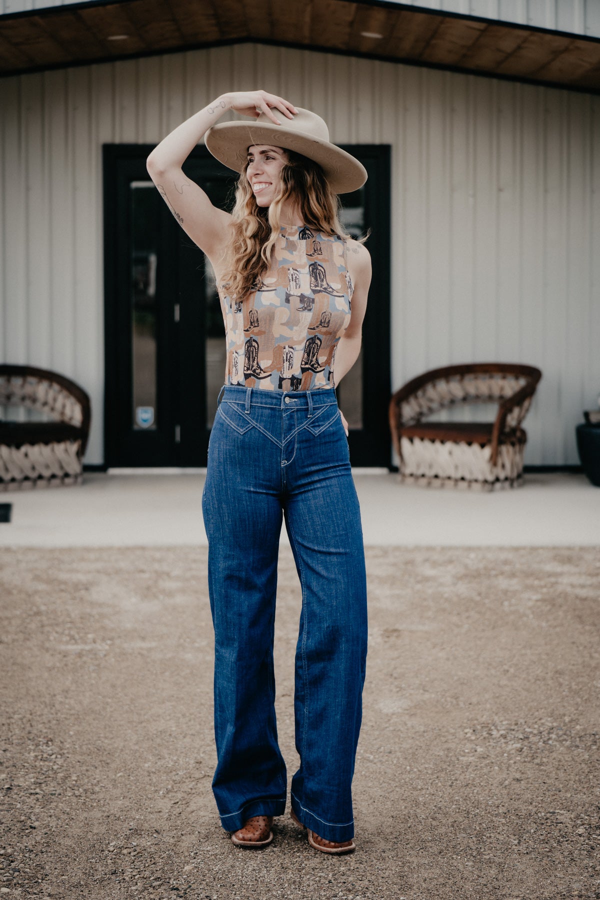 'Ellis' Ultra High Rise Yoke Wide Leg Jean by Ariat (Sizes 24-34)