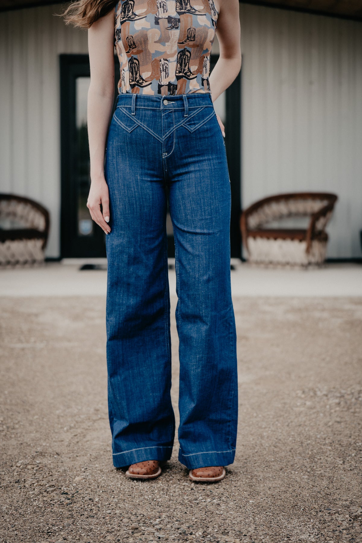 'Ellis' Ultra High Rise Yoke Wide Leg Jean by Ariat (Sizes 24-34)