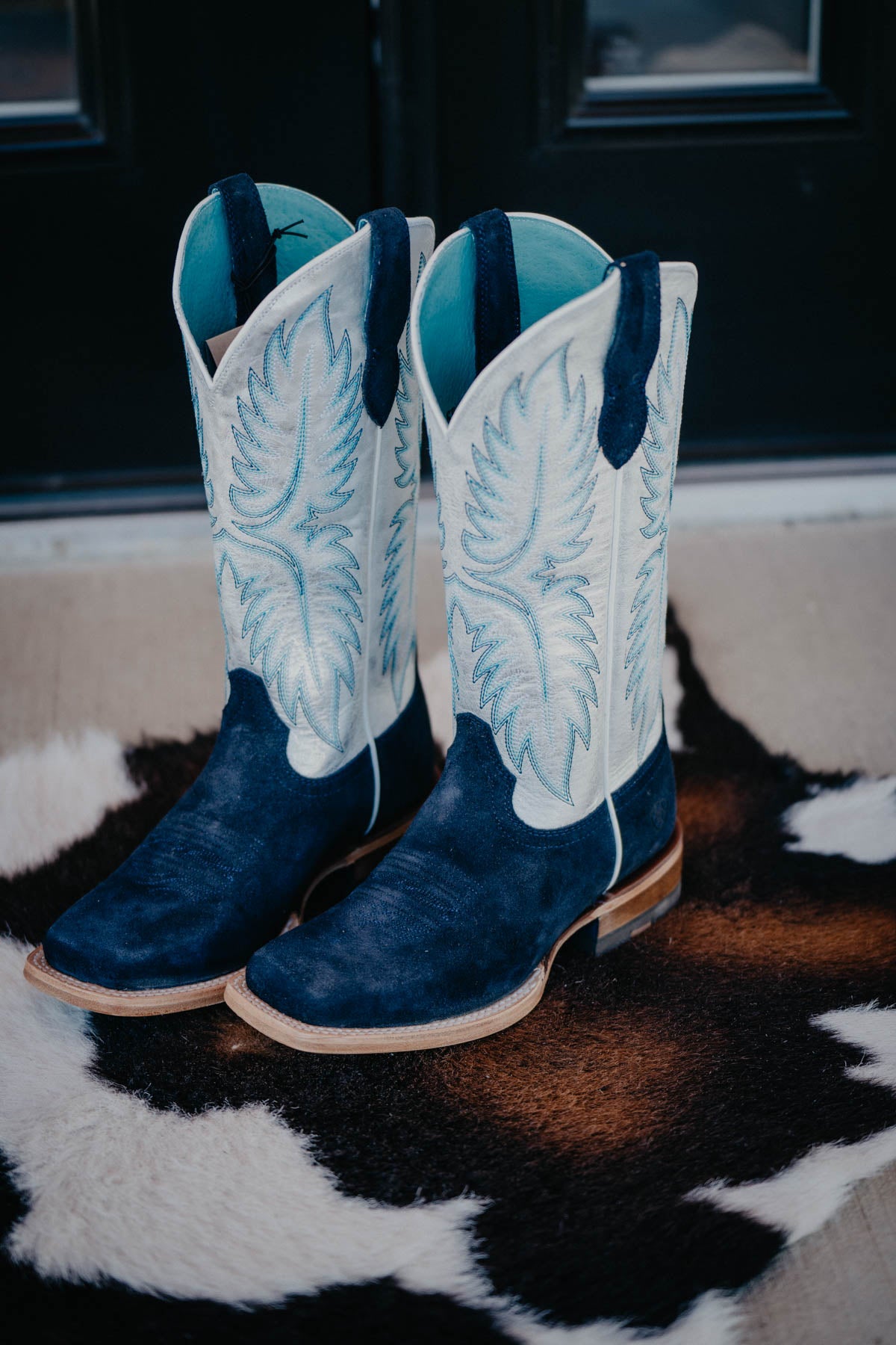 Ariat 'Frontier Calamity Jane' Western Boot - Polo Blue Roughout / Electric Silver (Sizes 6.5 -10, B Width)