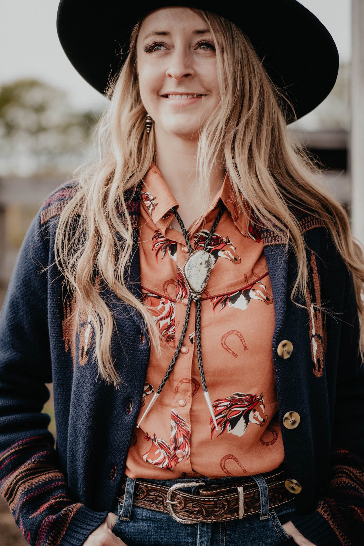 White Buffalo Nugget Bolo Tie