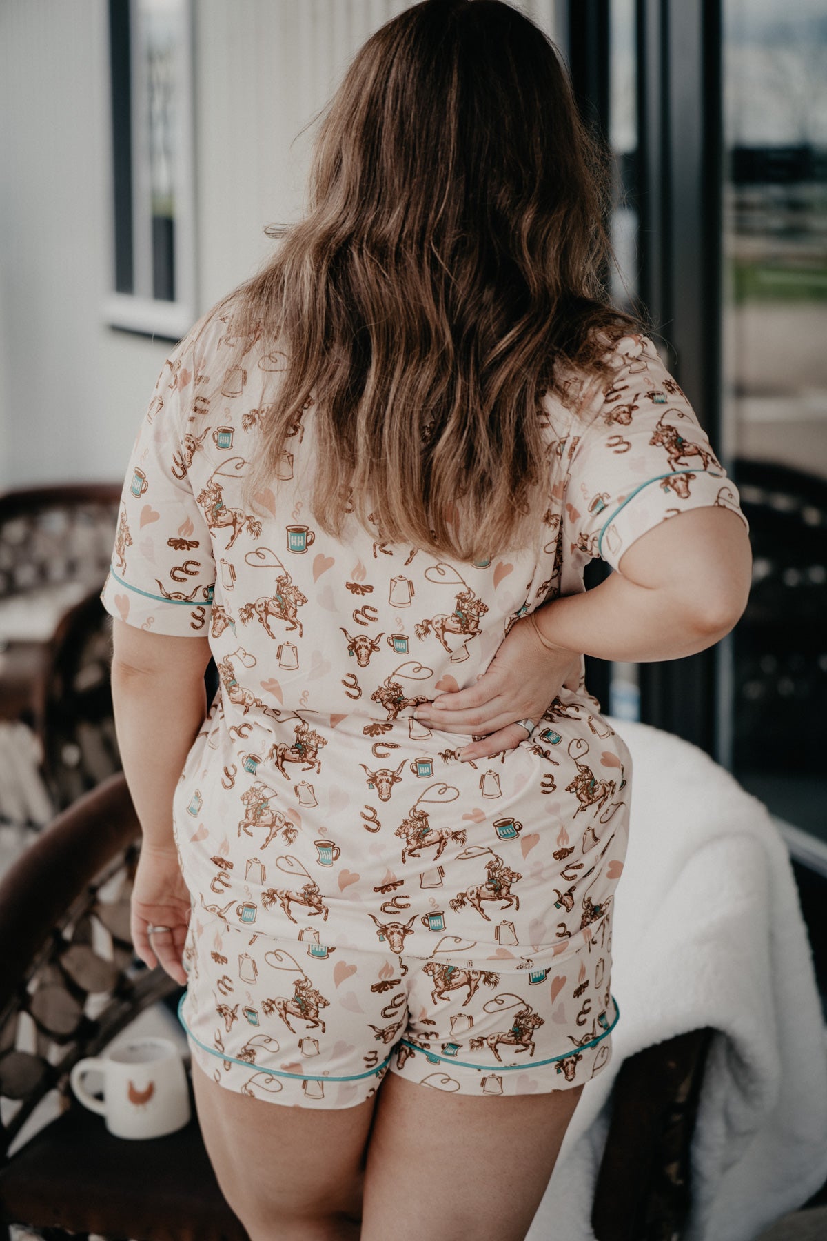 'Coffee Cowgirl' Short Sleeve Pajama Set (S - XL)