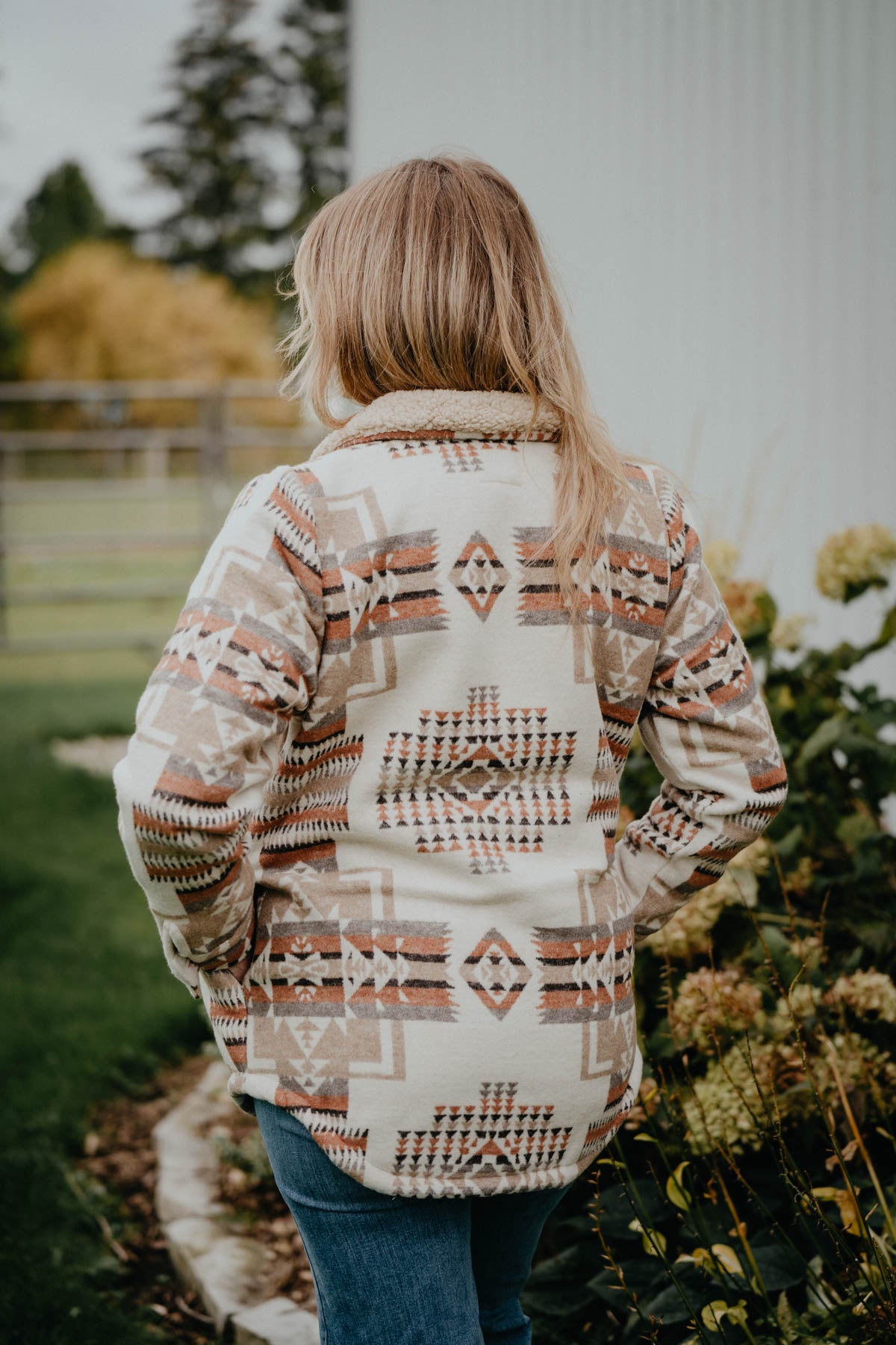 'Carolina' Ivory & Rust Sherpa Lined Jacket (S - XXL)