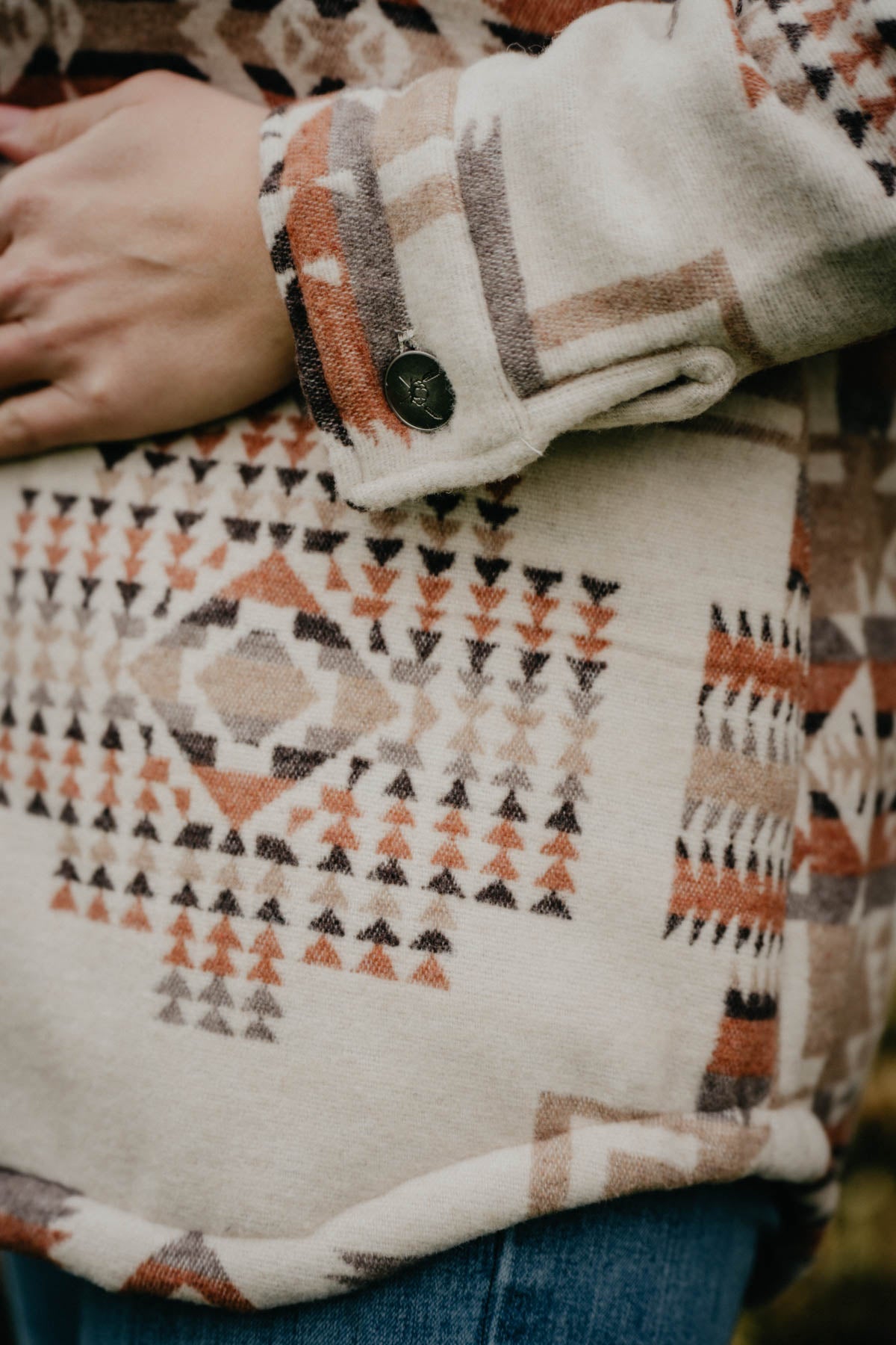 'Carolina' Ivory & Rust Sherpa Lined Jacket (S - XXL)