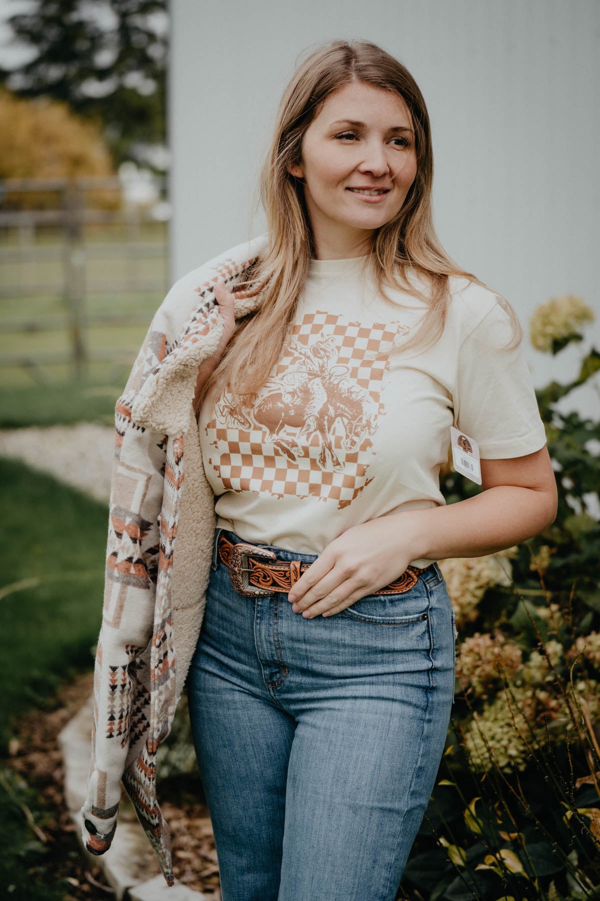 Checkered Bronc Women's Graphic T (XS - XXL)