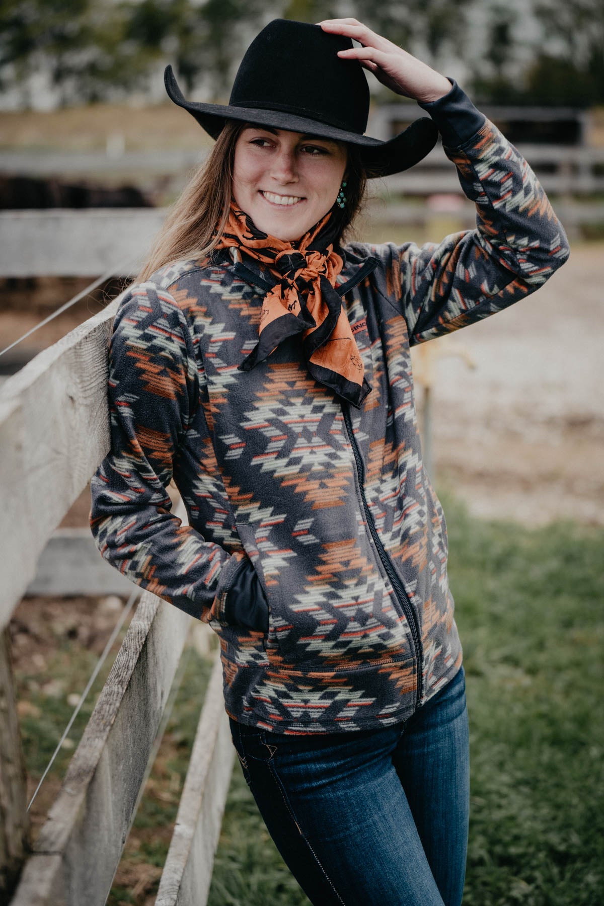 'Caspian' Women's Full Zip CINCH Blue / Grey Aztec Fleece (XS - XXL)
