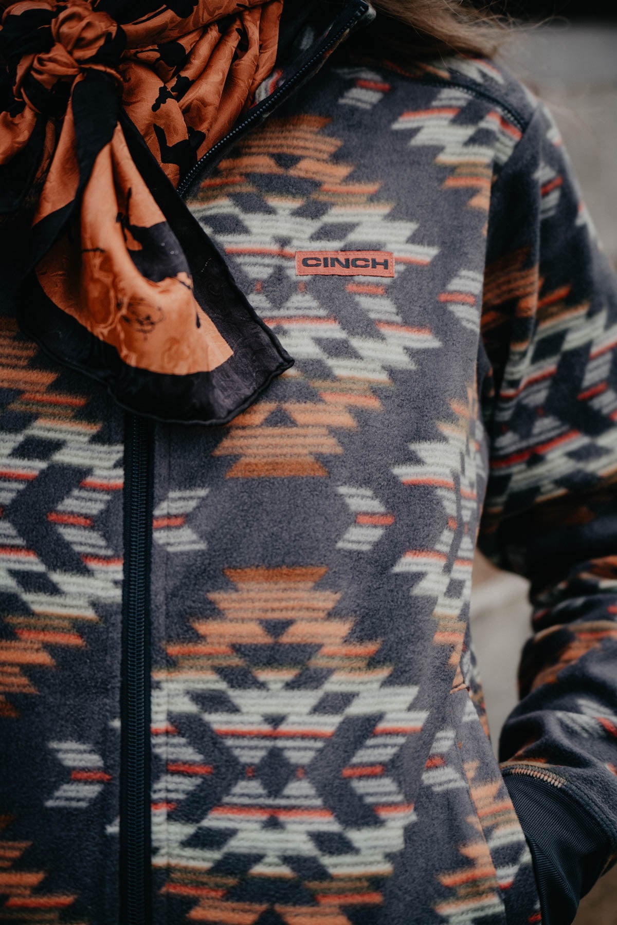 'Caspian' Women's Full Zip CINCH Blue / Grey Aztec Fleece (XS - XXL)