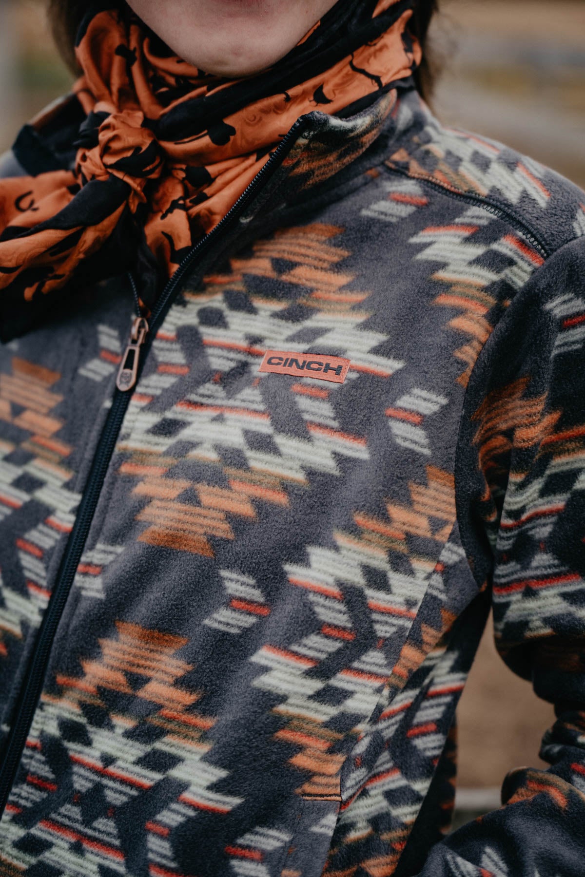 'Caspian' Women's Full Zip CINCH Blue / Grey Aztec Fleece (XS - XXL)