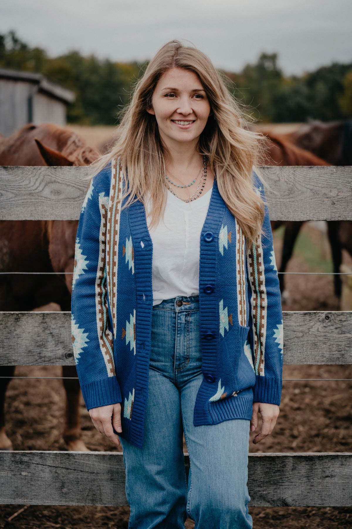 'Leilani' Blue Aztec Cardigan by Outback (S/M - 1X/2X)