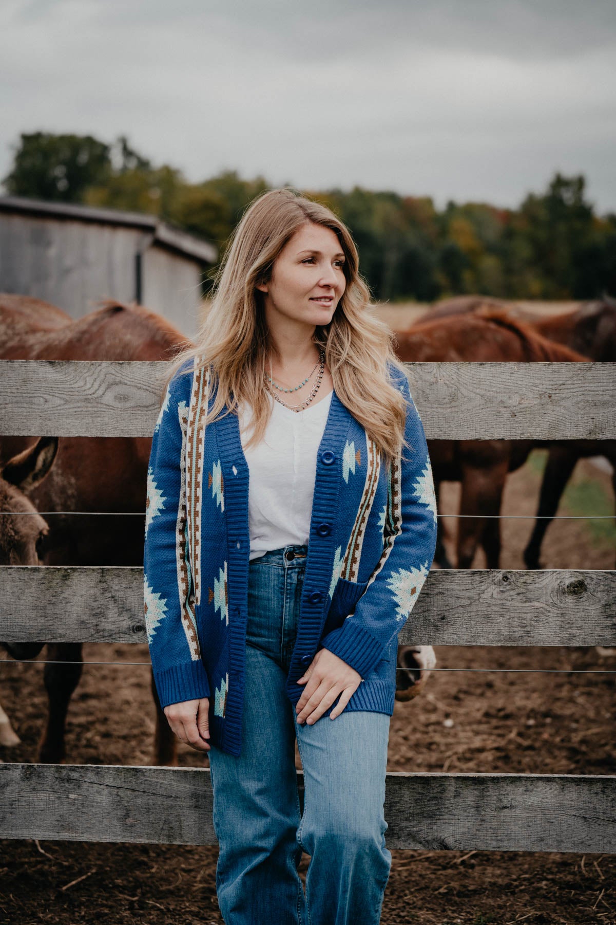 'Leilani' Blue Aztec Cardigan by Outback (S/M - 1X/2X)