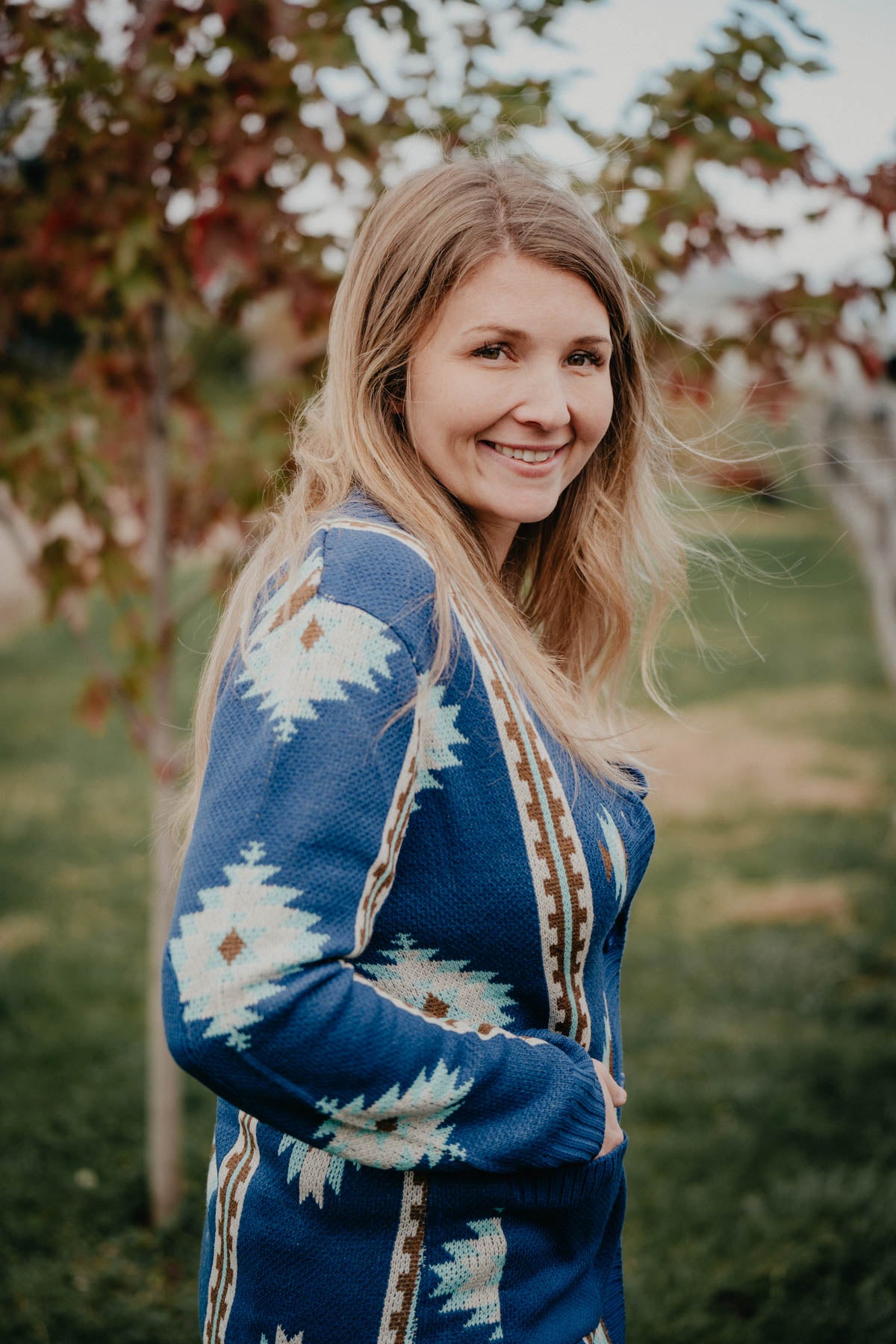 'Leilani' Blue Aztec Cardigan by Outback (S/M - 1X/2X)