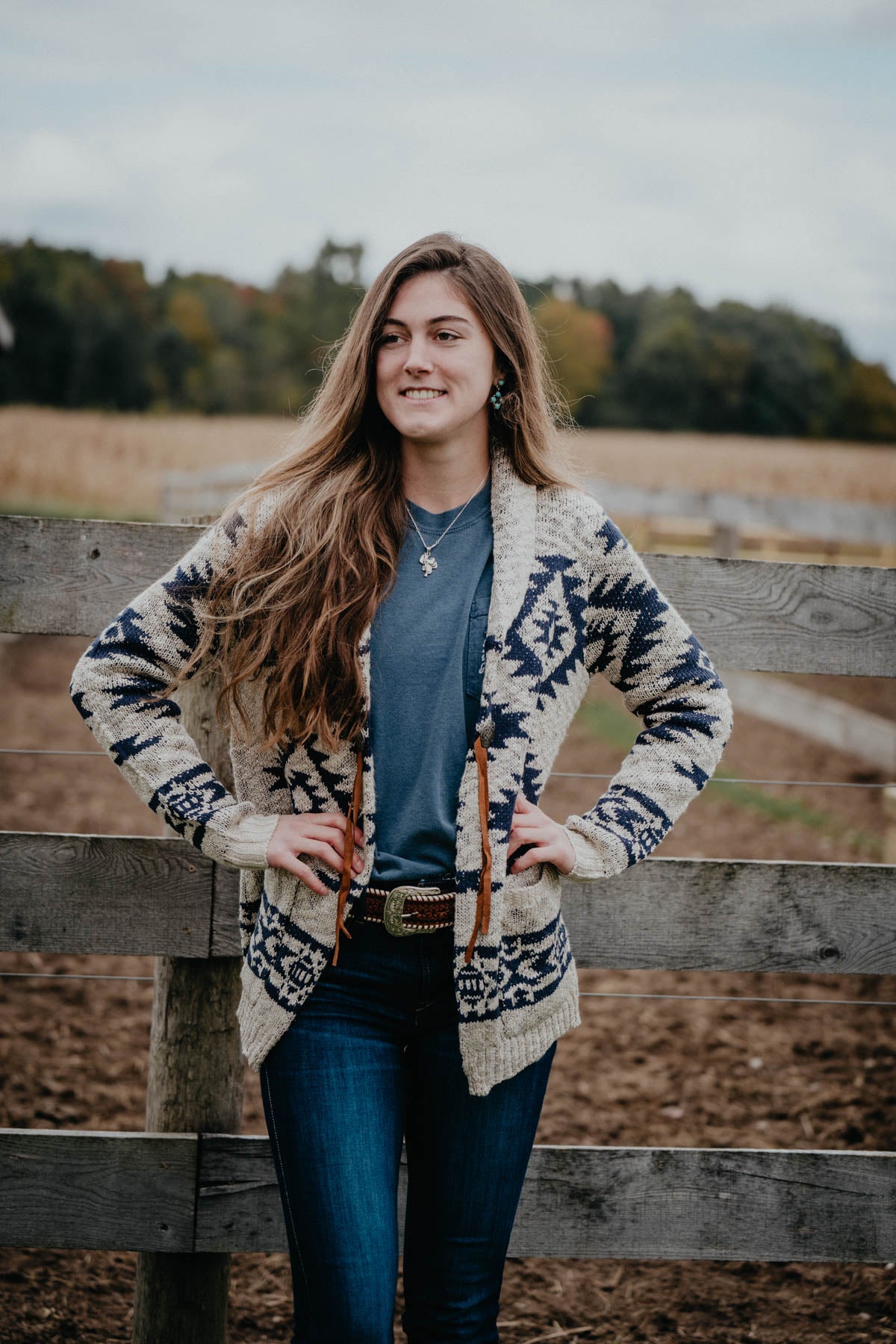 'Odessa' Navy and Cream Aztec Cardigan (S-XXL)