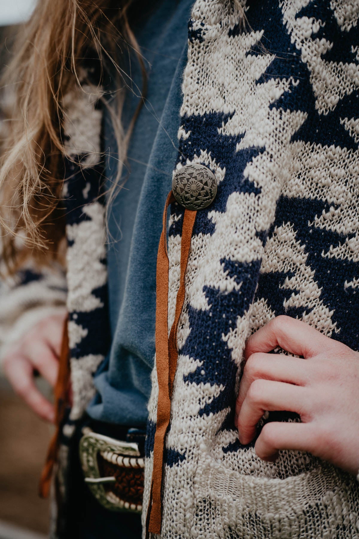 'Odessa' Navy and Cream Aztec Cardigan (S-XXL)