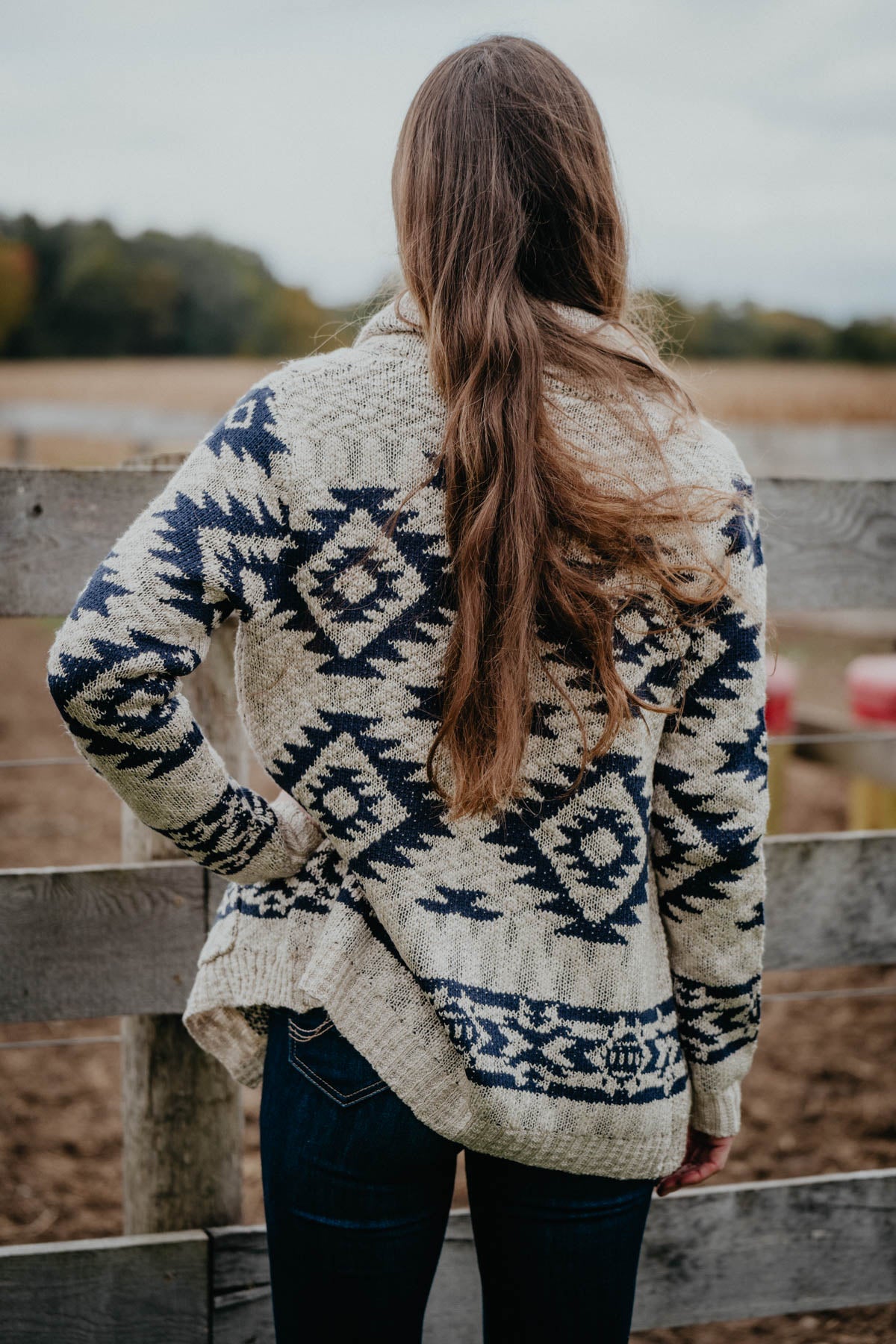 'Odessa' Navy and Cream Aztec Cardigan (S-XXL)