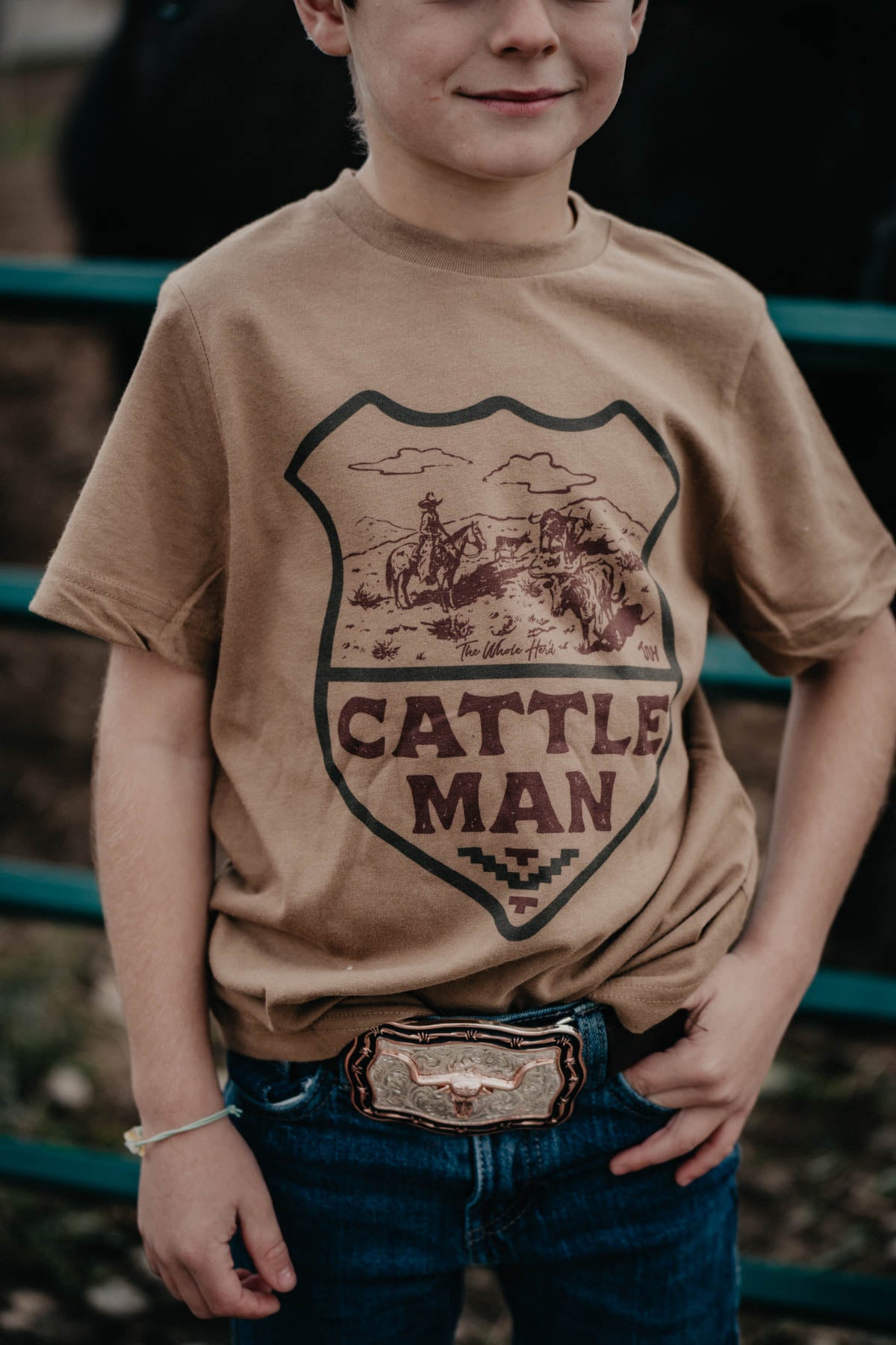 'Cattleman' Kids Brown Graphic T-shirt (2T to Youth M)