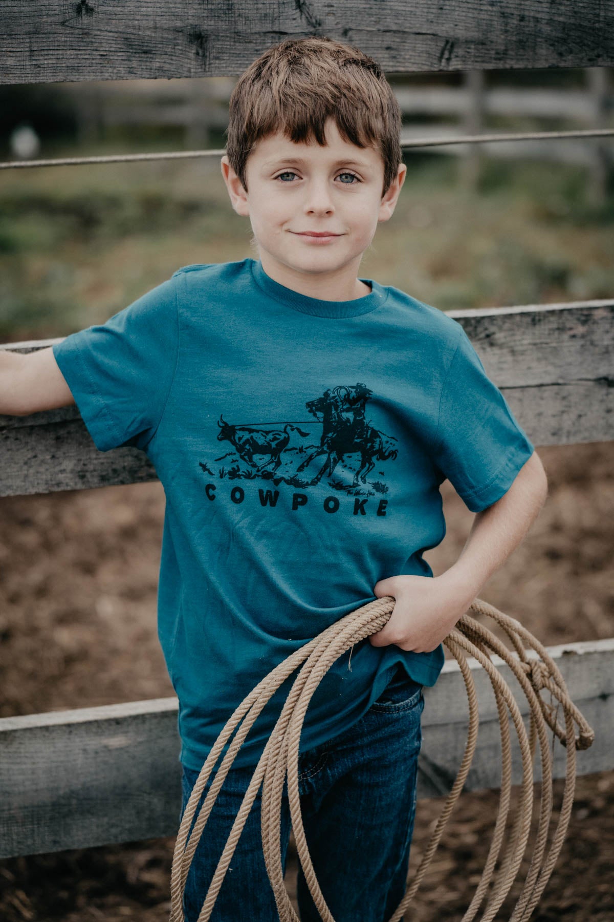 'Cowpoke' Kids Teal Graphic T-shirt (2T to Youth M)