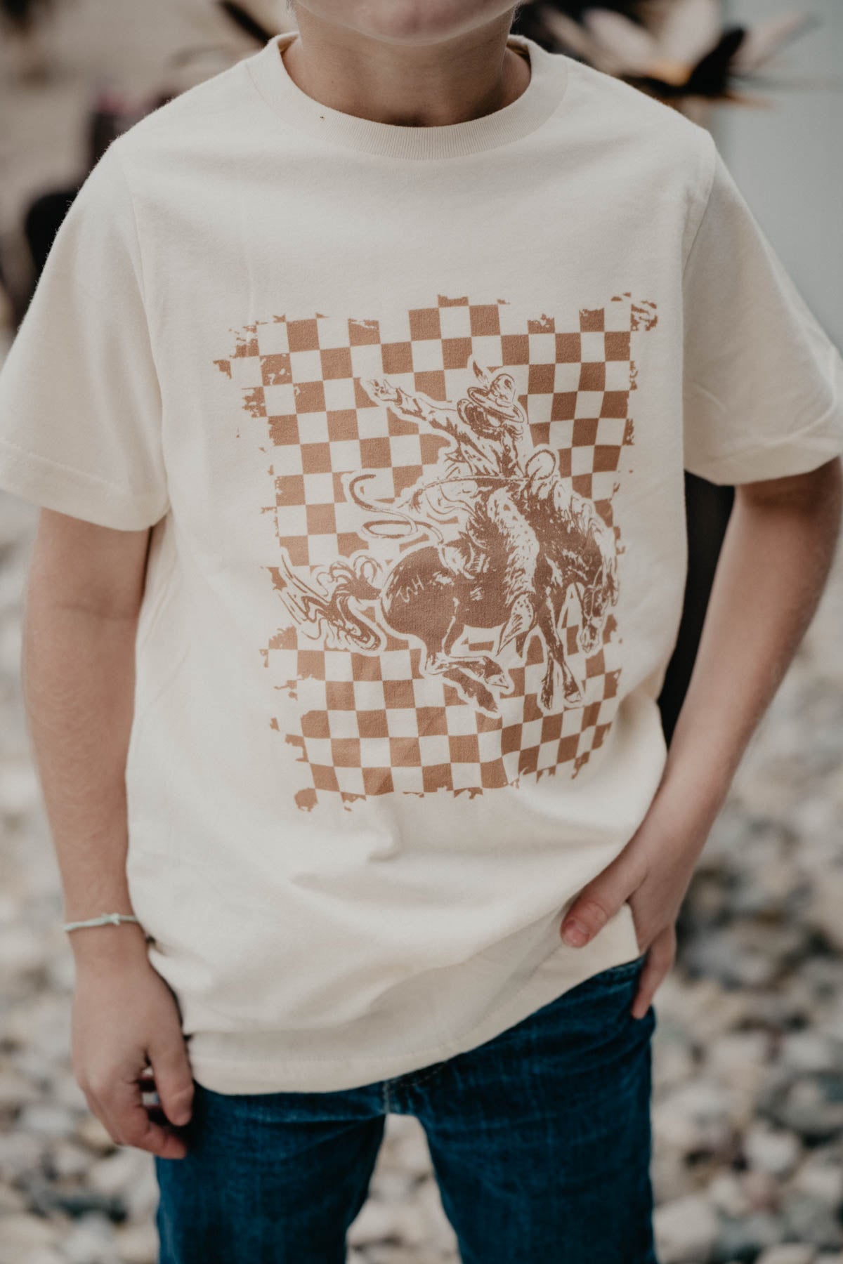 Checkered Bronc Kids Graphic T-shirt (2T to Youth M)