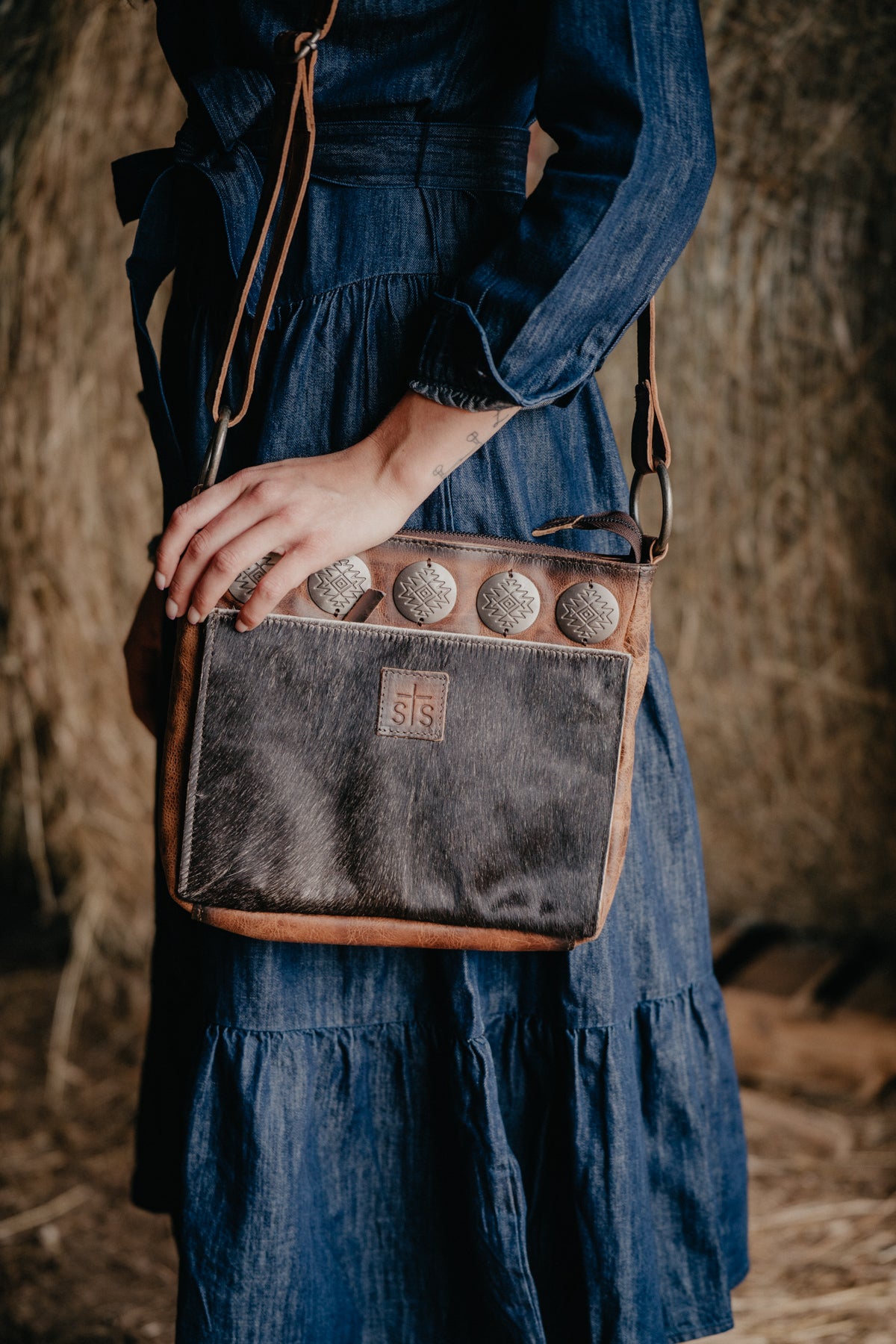 'Olivia' Vaquero Concho Cowhide Crossbody by STS Ranchwear 3