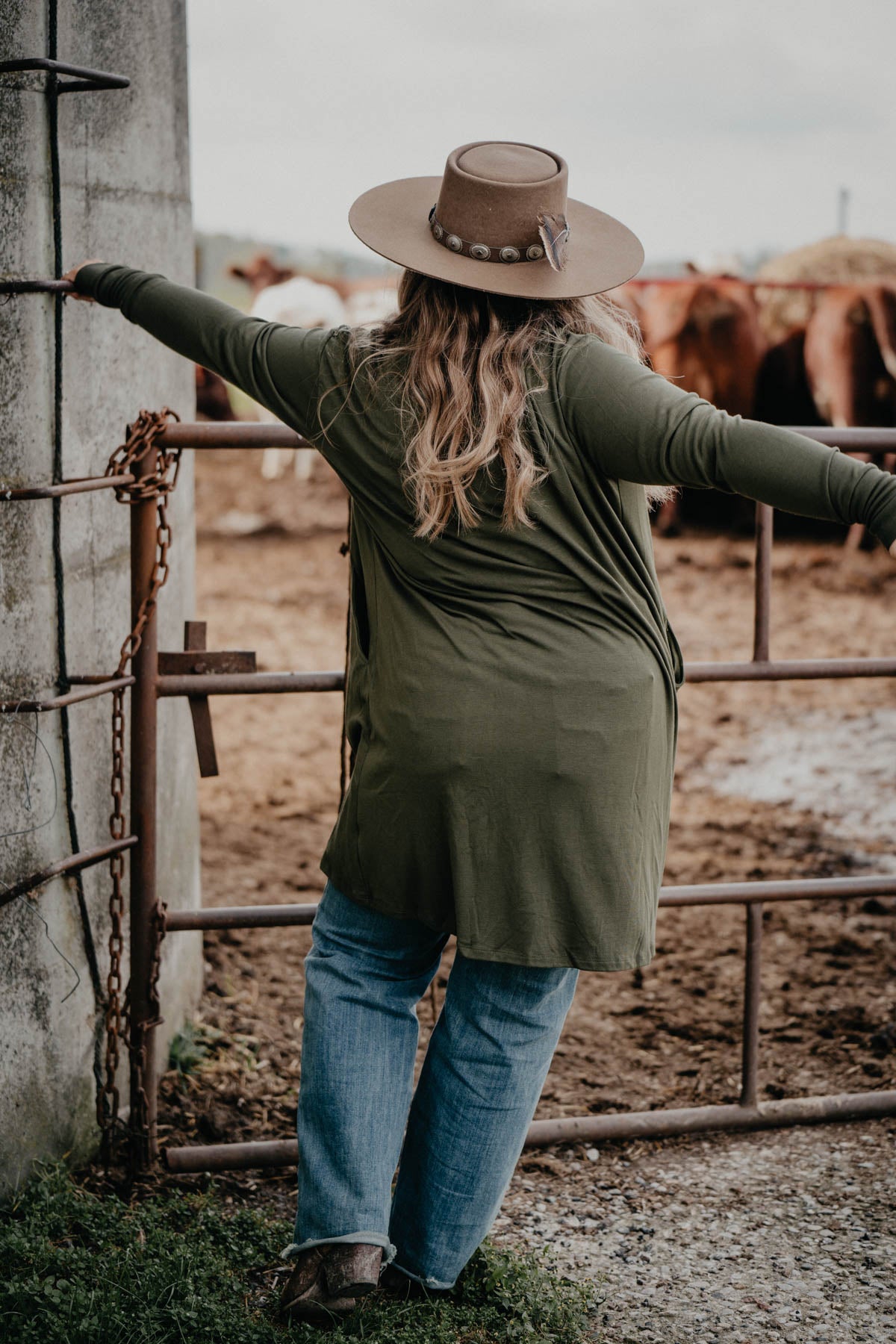 ‘Juniper’ Long Olive Duster Cardigan with Pockets (S/M to 2X/3X)