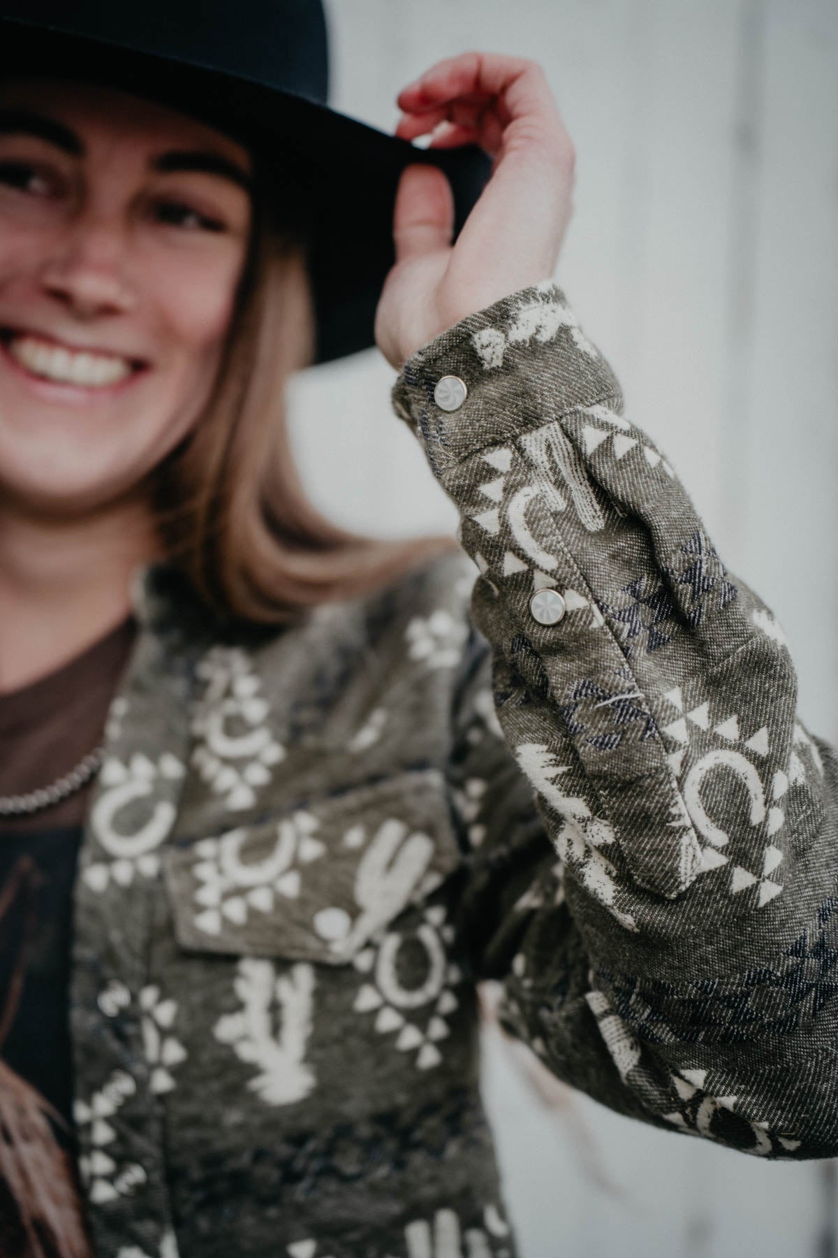 'Fay' Cactus Print Jacquard Pearl Snap by Outback (S - XXL)