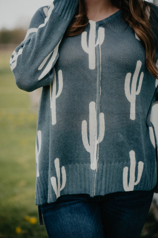 ‘Baja Cactus’ Women's Light Knit Sweater (XS-XXL)
