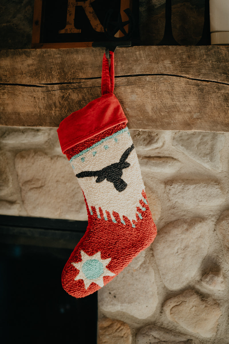 Rug Hooked Longhorn Christmas Stockings
