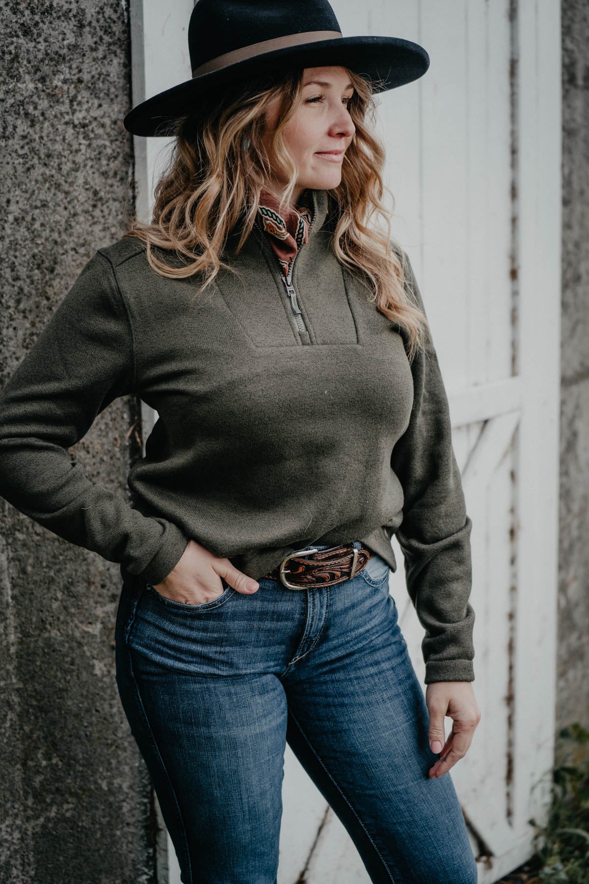 'Pinecrest' Women's CINCH Olive 1/4 Zip Sweater (XS - XXL)