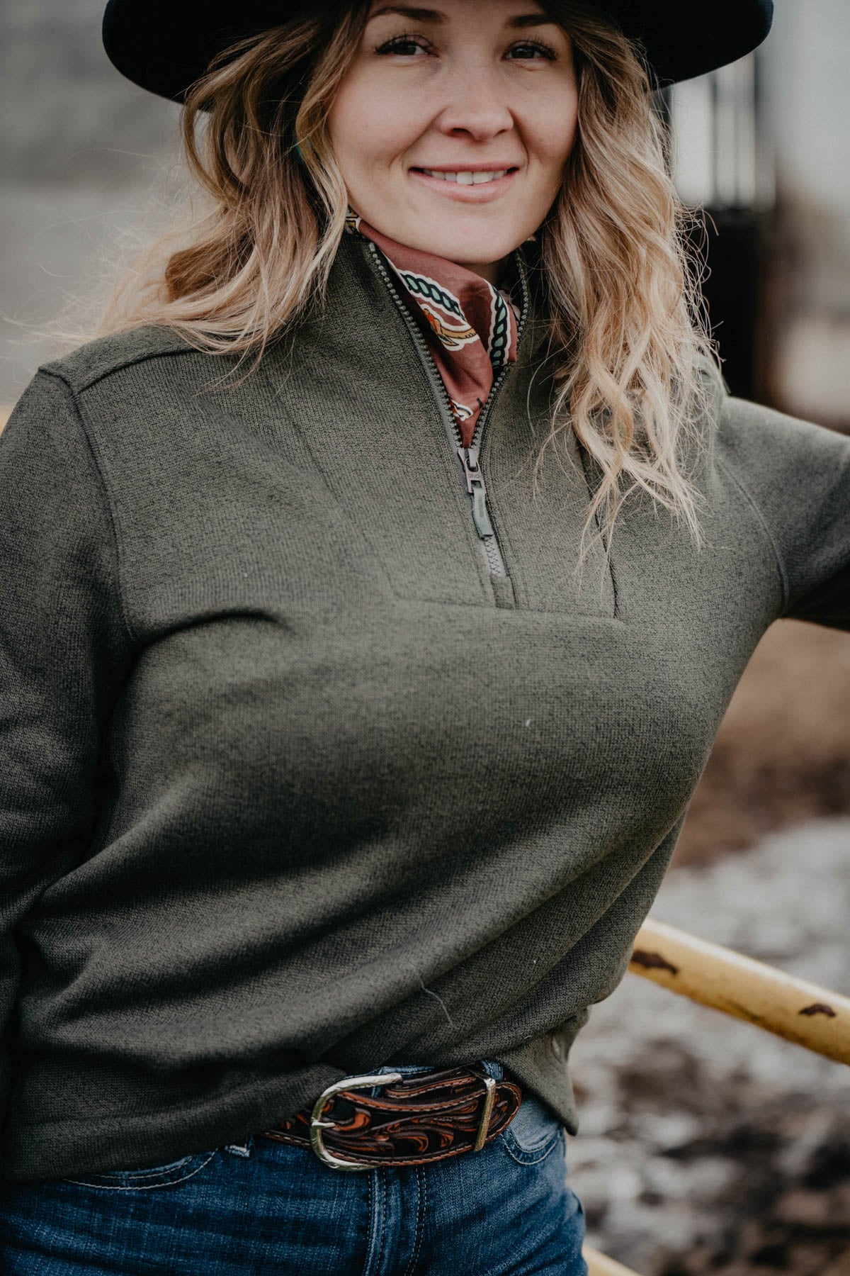 'Pinecrest' Women's CINCH Olive 1/4 Zip Sweater (XS - XXL)