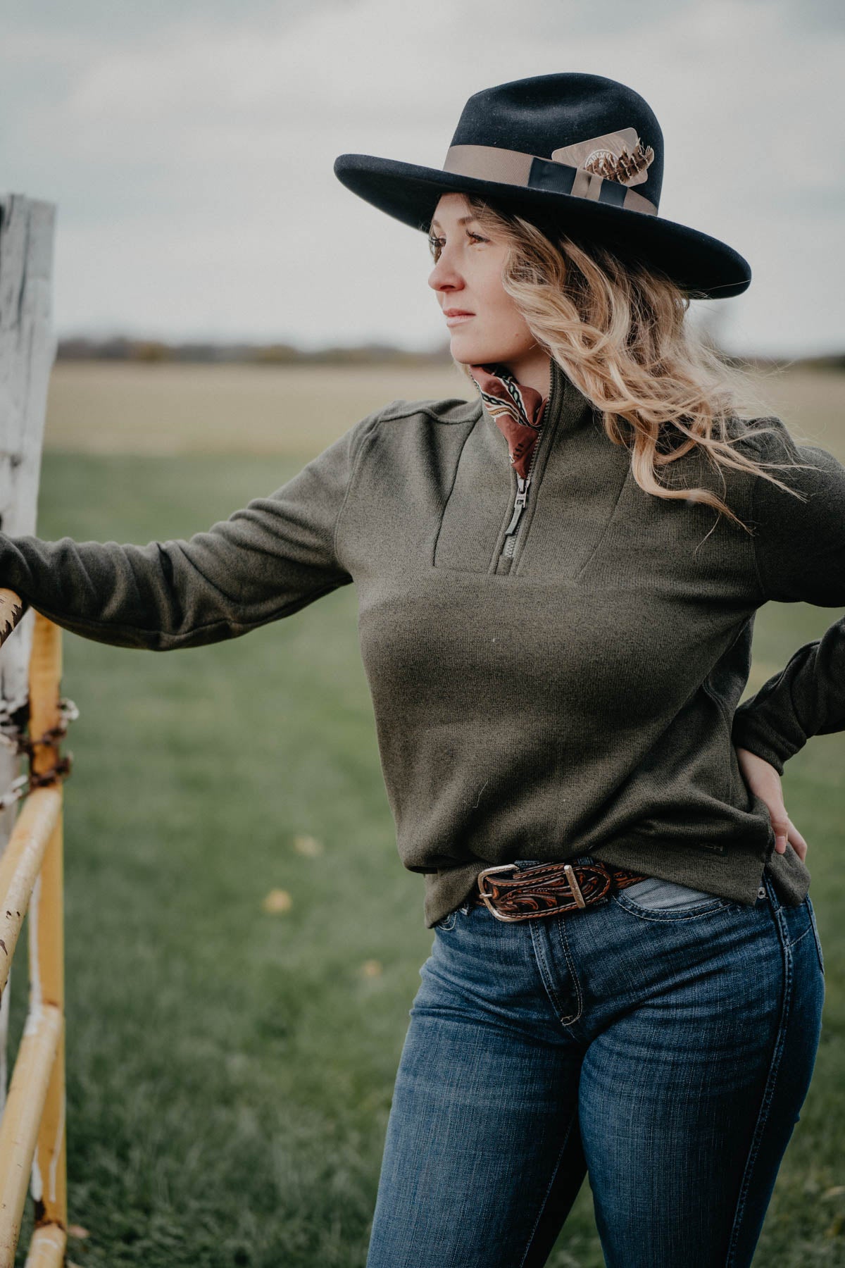 'Pinecrest' Women's CINCH Olive 1/4 Zip Sweater (XS - XXL)