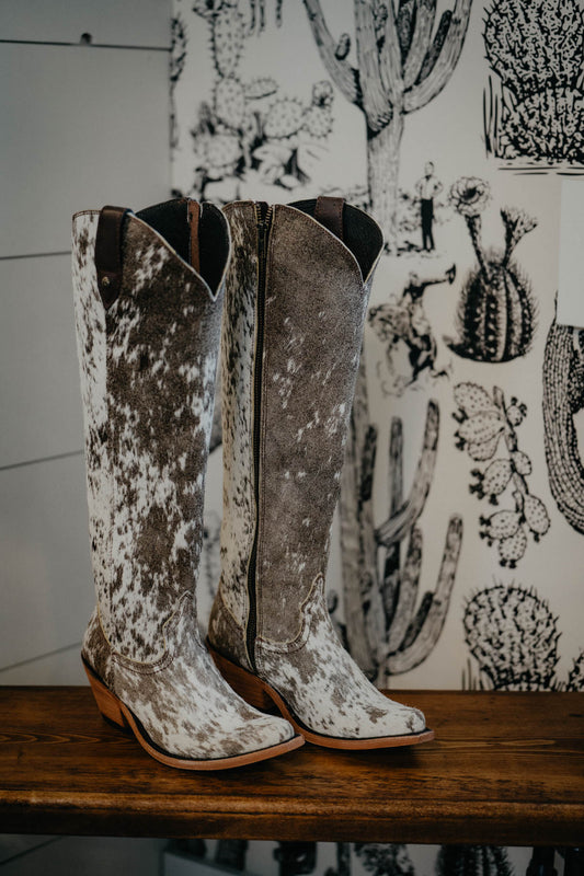{Size 6, Regular Calf Width} 'Granizo Cafe' Tall Cowhide Boots by Liberty Black