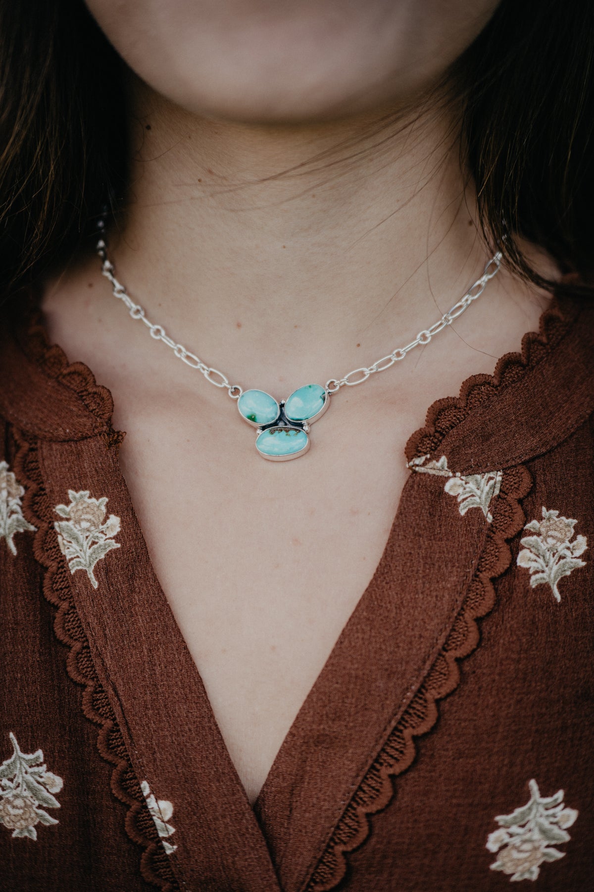 Perfect Trio Turquoise Cluster Necklace