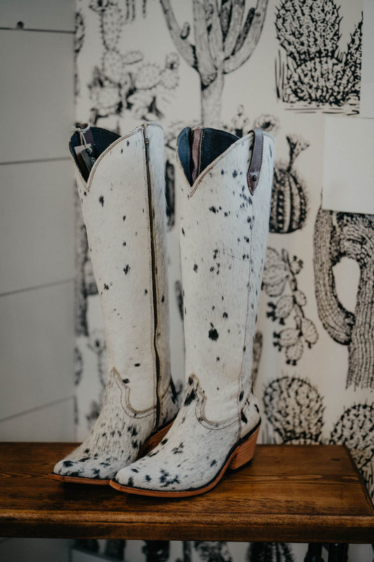 {Size 7.5, Regular Calf Width} 'Granizo Cafe' Tall Cowhide Boots by Liberty Black