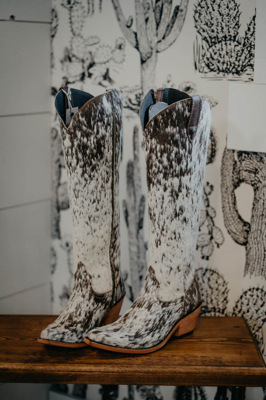 {Size 7.5, Regular Calf Width} 'Granizo Cafe' Tall Cowhide Boots by Liberty Black
