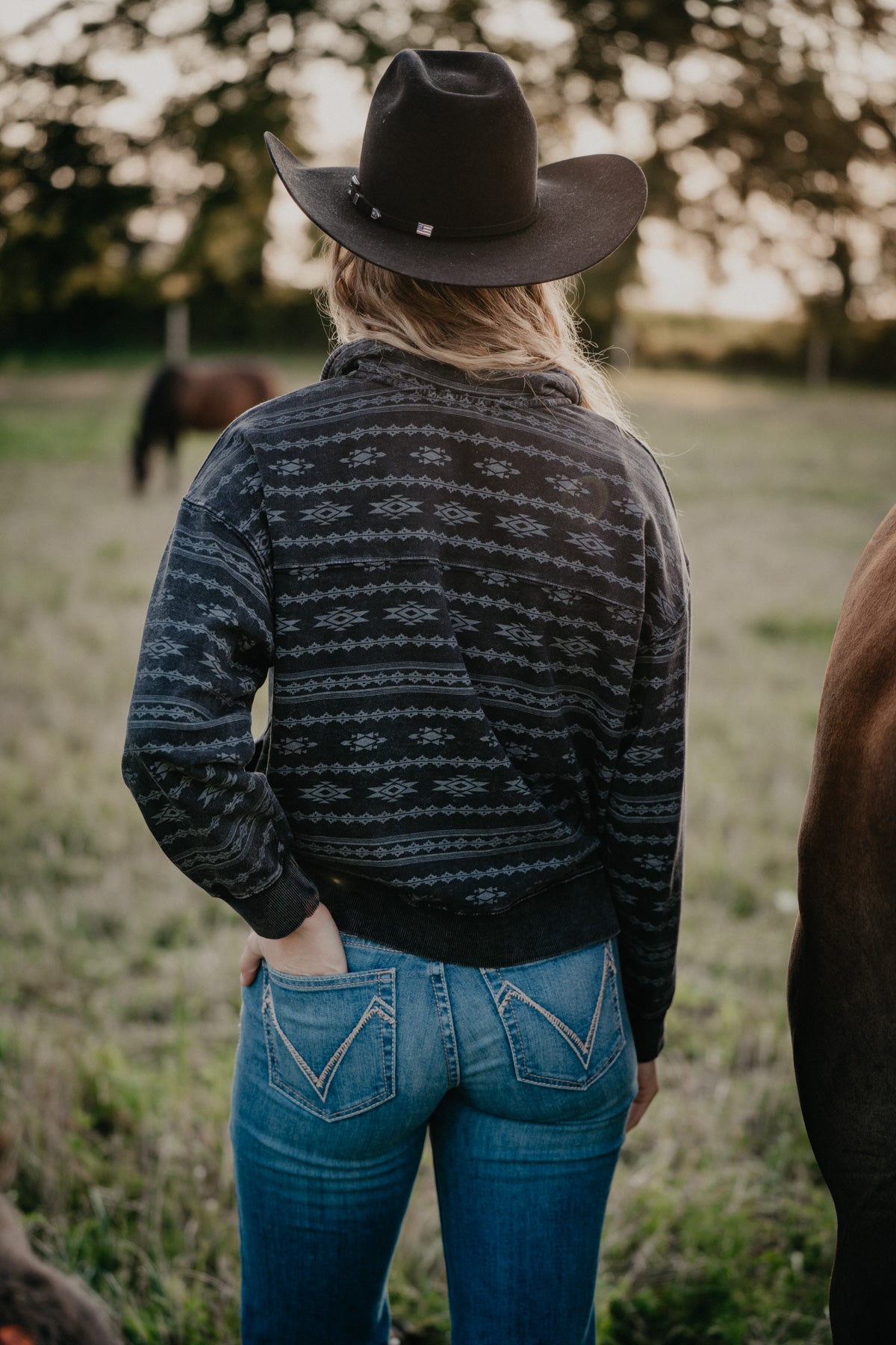 'Phoebe' Aztec Print 1/4 Zip Pullover (XS-XXL)