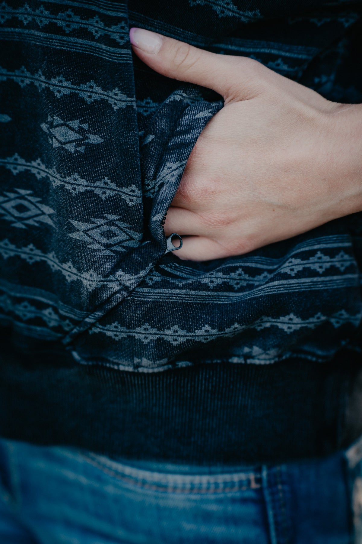 'Phoebe' Aztec Print 1/4 Zip Pullover (XS-XXL)