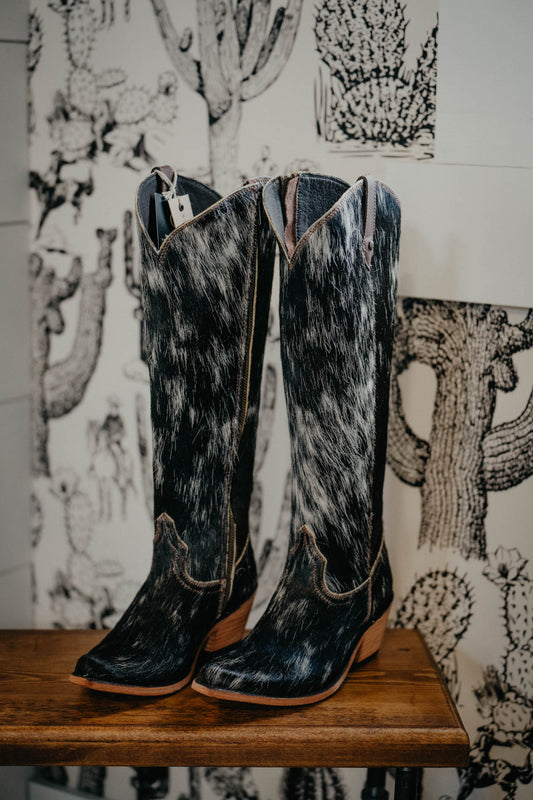 {Size 8.5, Regular Calf Width} 'Granizo Cafe' Tall Cowhide Boots by Liberty Black