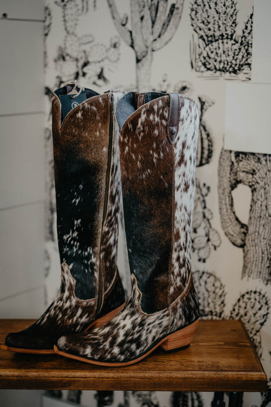 {Size 9, Regular Calf Width} 'Granizo Cafe' Tall Cowhide Boots by Liberty Black