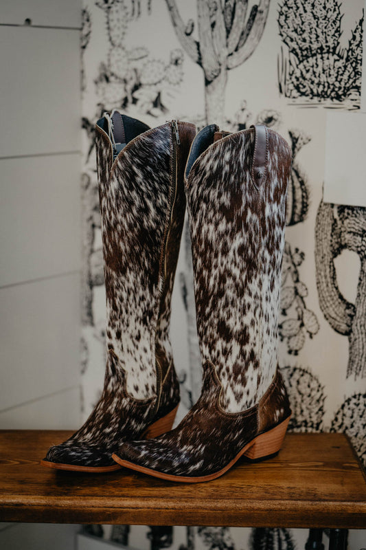 {Size 9, Regular Calf Width} 'Granizo Cafe' Tall Cowhide Boots by Liberty Black