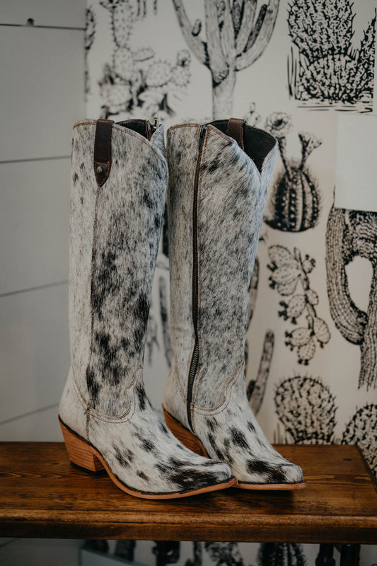 {Size 10, Regular Calf Width} 'Granizo Cafe' Tall Cowhide Boots by Liberty Black