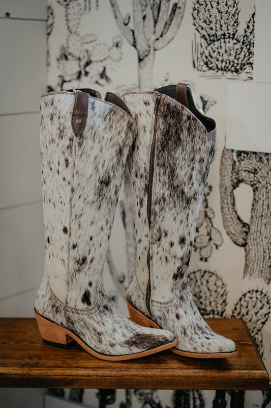 {Size 8, WIDE Calf Width} 'Granizo Cafe' Tall Cowhide Boots by Liberty Black